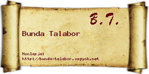 Bunda Talabor névjegykártya